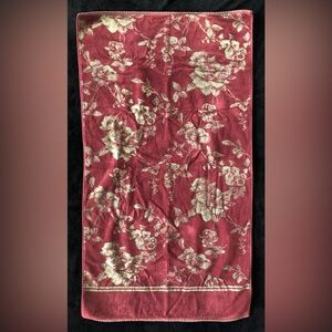 Teka Bath Towel Burgundy Green Rose 26x47 IMPERFECT Vintage